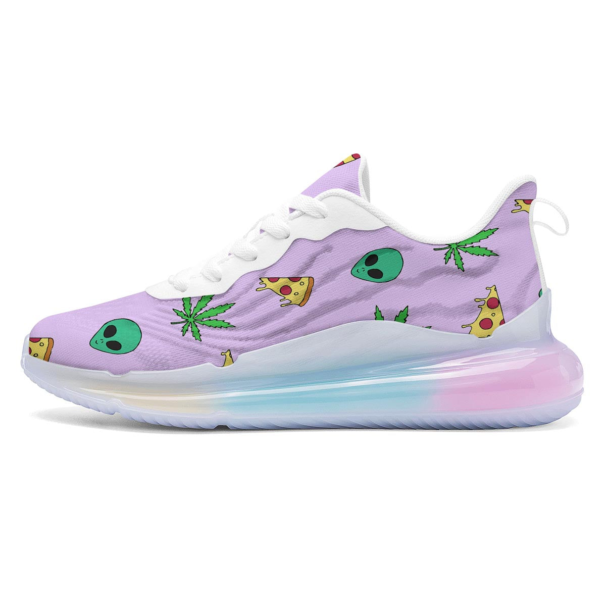 Ufo Pizza Trippy Print Pattern Running Sneakers-grizzshop