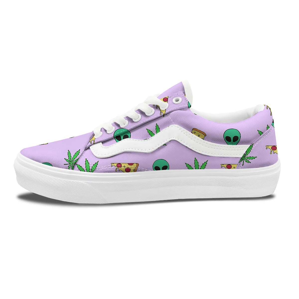 Ufo Pizza Trippy Print Pattern Skate Shoes-grizzshop
