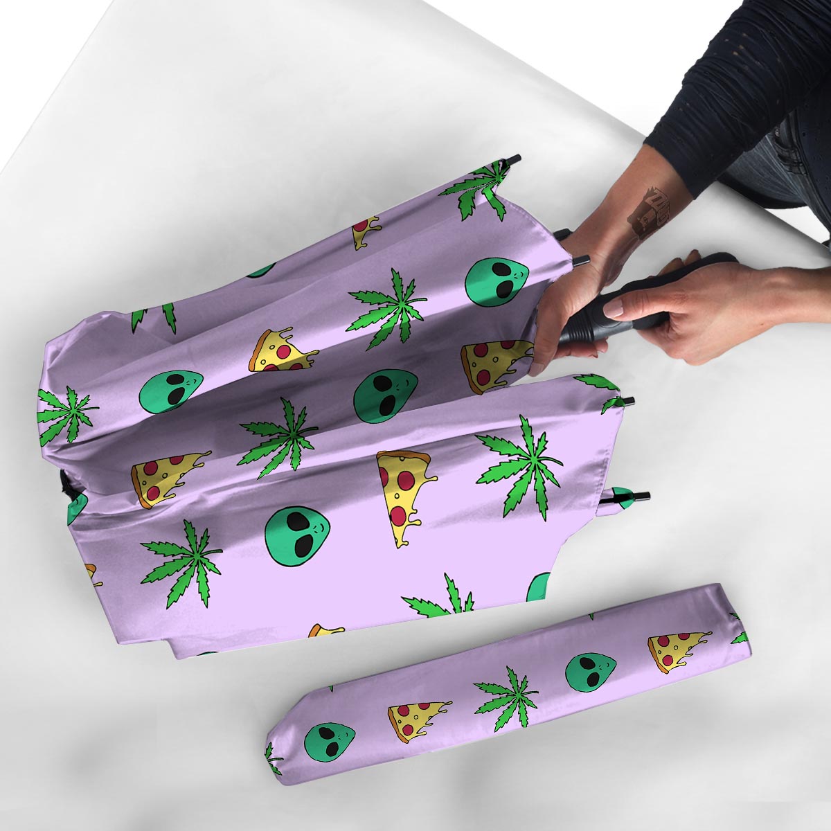 Ufo Pizza Trippy Print Pattern Umbrella-grizzshop