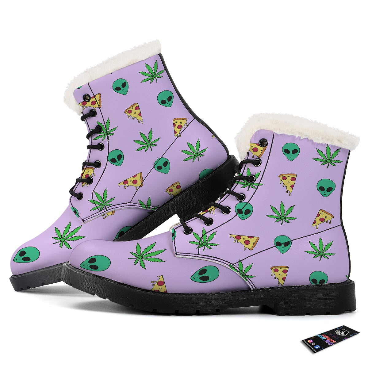Ufo Pizza Trippy Print Pattern Winter Boots-grizzshop