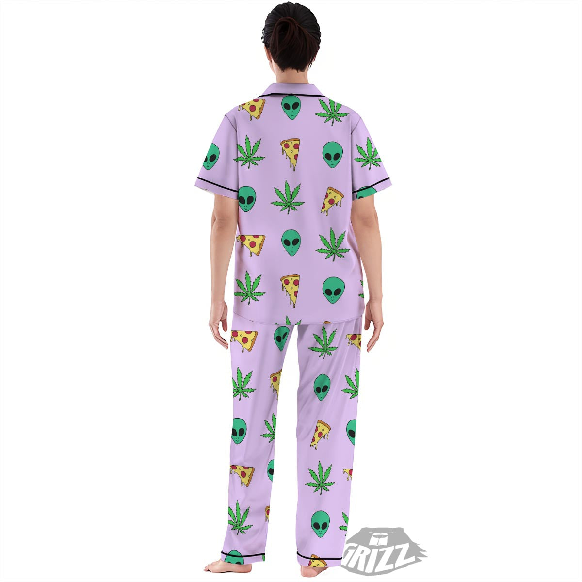 Ufo Pizza Trippy Print Pattern Women's Pajamas Set-grizzshop