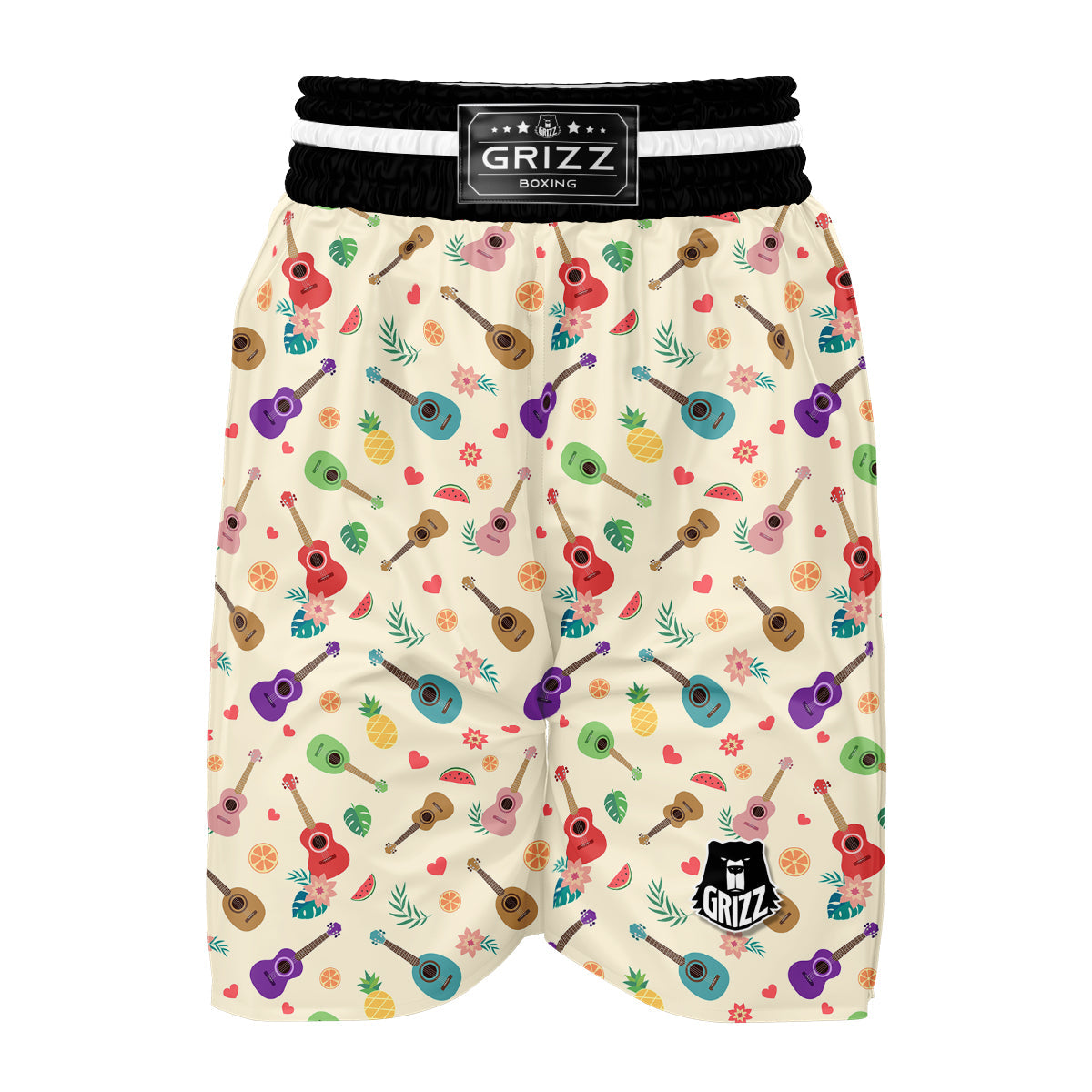 Ukulele Tropical Print Pattern Boxing Shorts-grizzshop