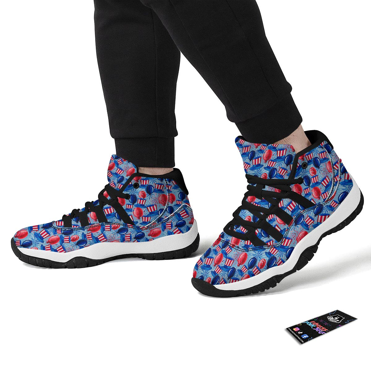 Uncle Sam Balloon Pattern Print Black Bball Shoes-grizzshop