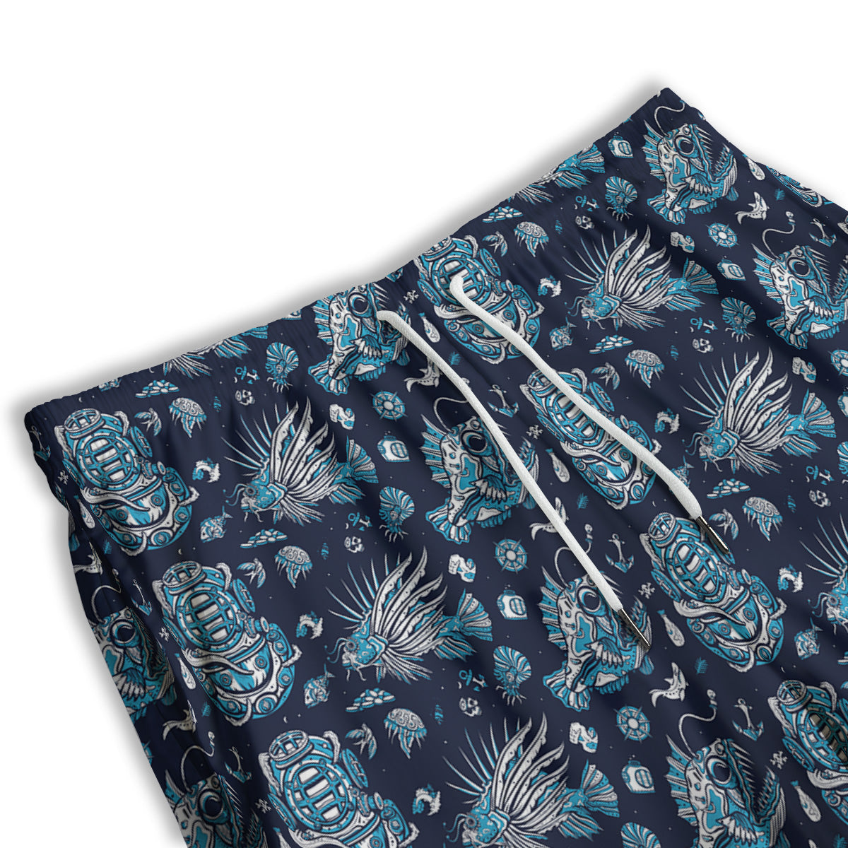 Underwater Blue Tattoo Print Pattern Men's Athletic Shorts