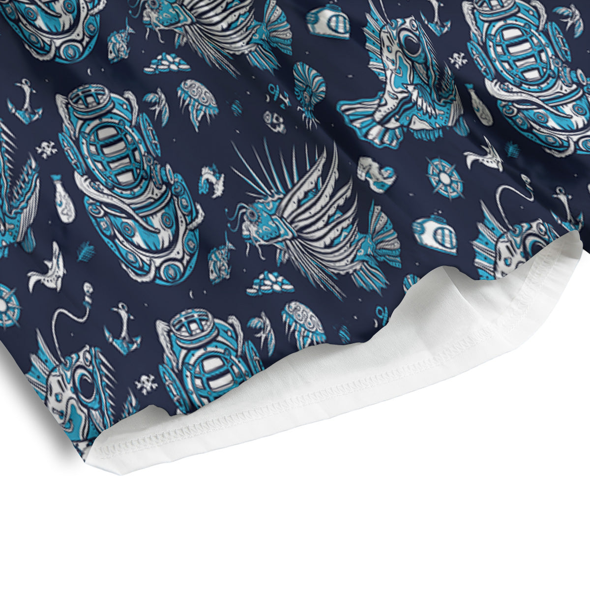 Underwater Blue Tattoo Print Pattern Men's Athletic Shorts