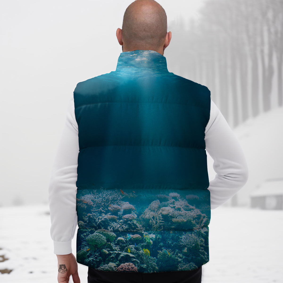 Underwater Ocean Print Down Vest