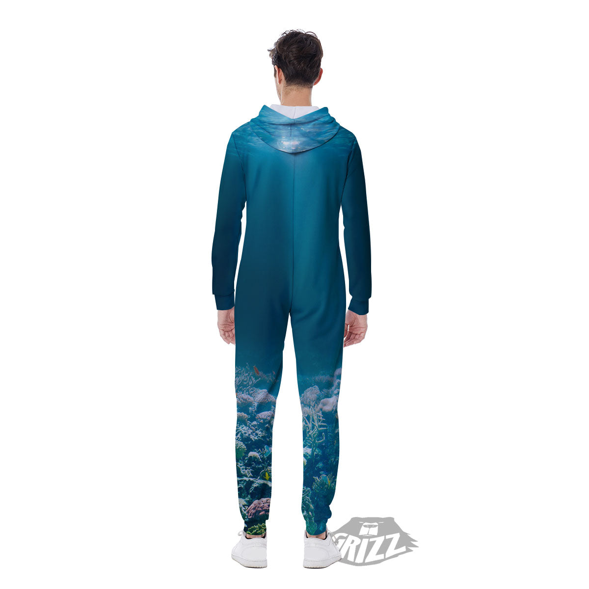 Underwater Ocean Print Men's Jumpsuit-grizzshop