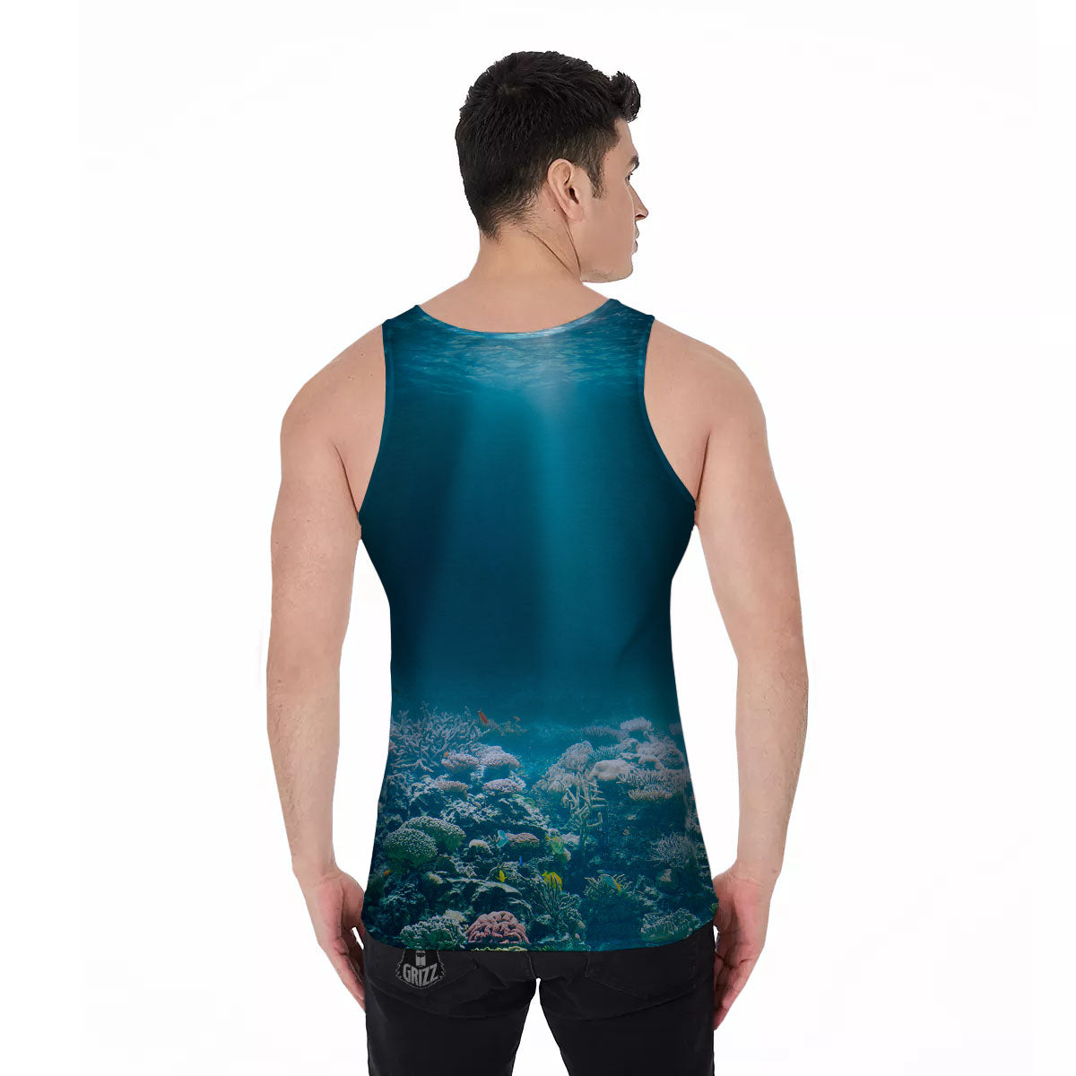 Underwater Ocean Print Men's Tank Top-grizzshop
