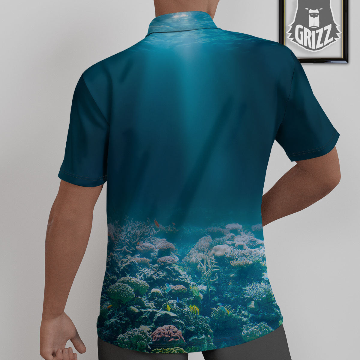 Underwater Ocean Print Untucked Shirts-grizzshop