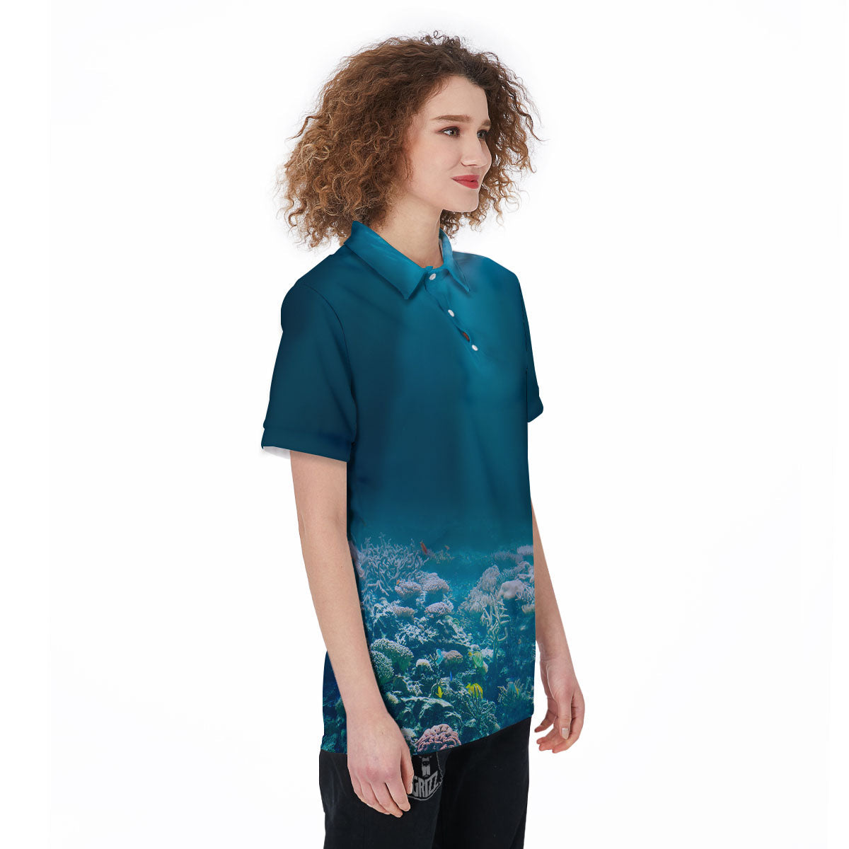 Underwater Ocean Print Women's Golf Shirts-grizzshop