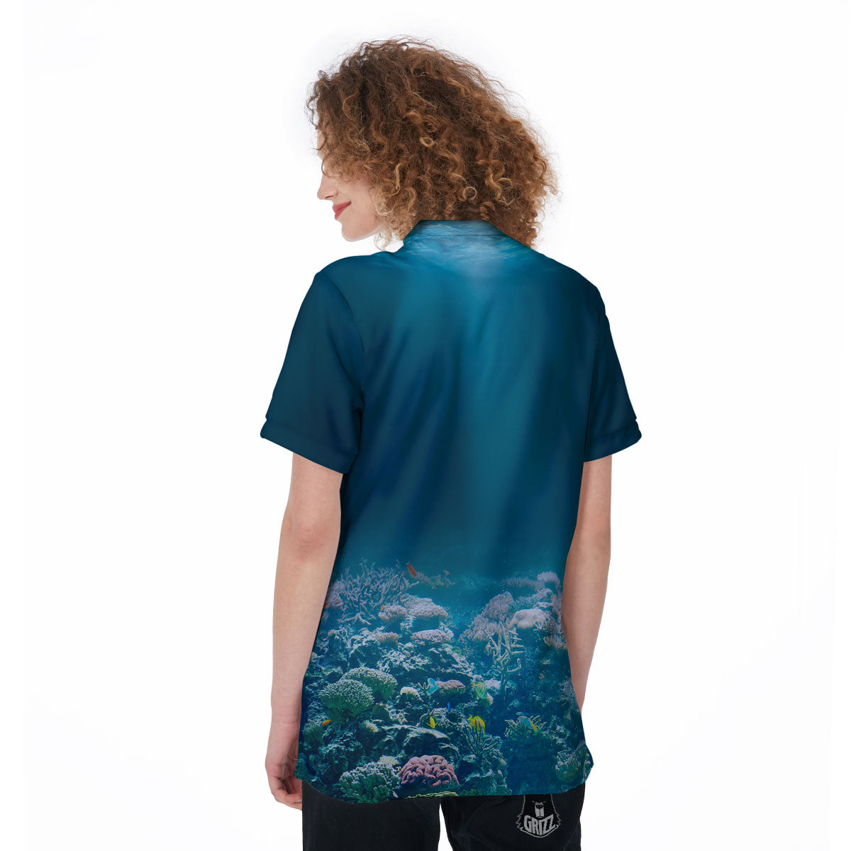 Underwater Ocean Print Women's Golf Shirts-grizzshop