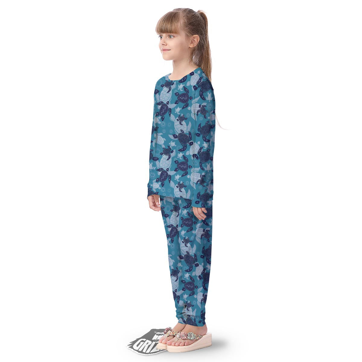 Underwater Sea Turtle Family Print Pattern Kid's Pajamas-grizzshop
