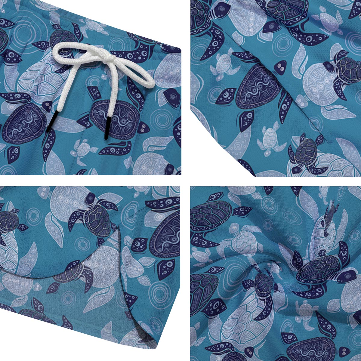 Underwater Sea Turtle Family Print Pattern Men's Running Shorts-grizzshop