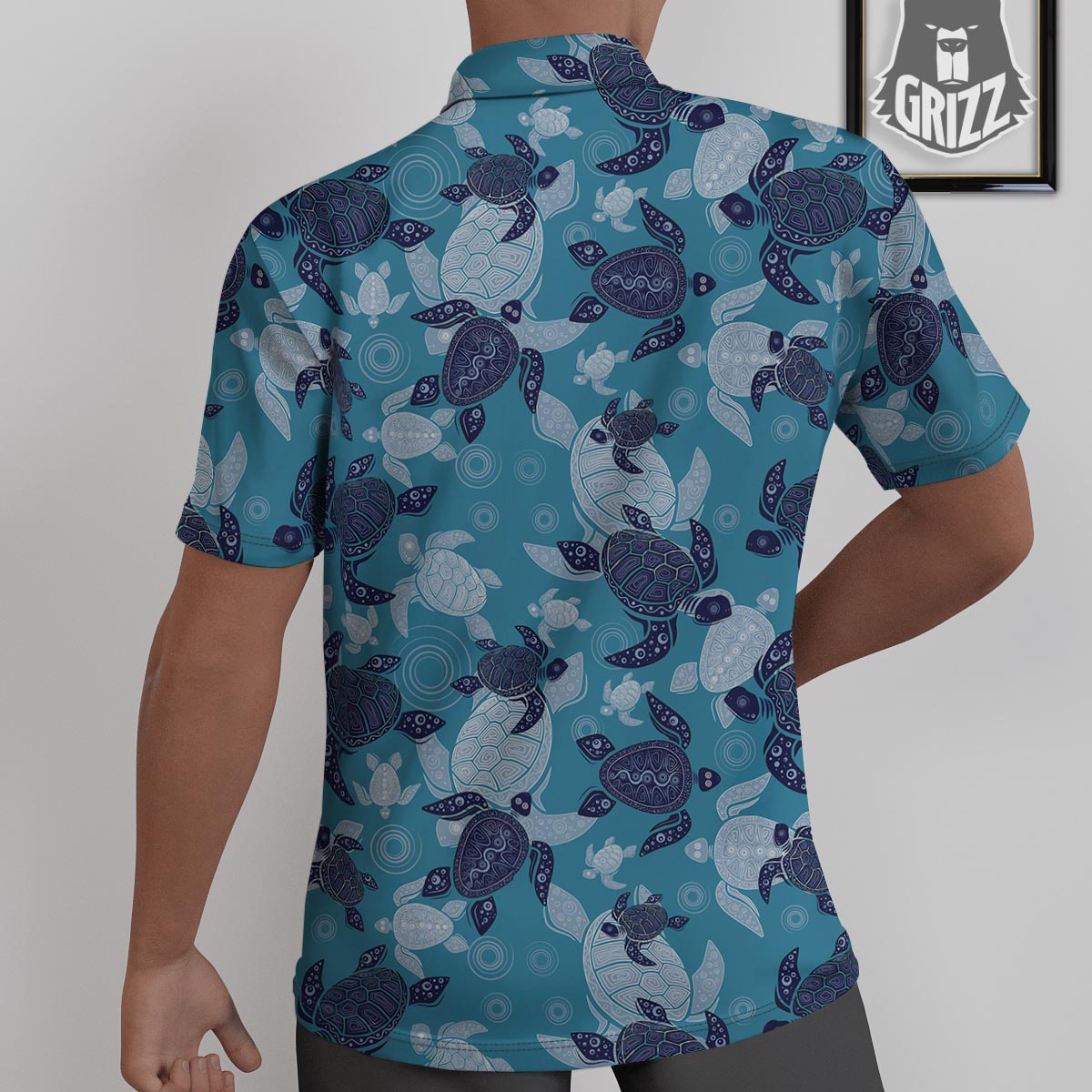 Underwater Sea Turtle Family Print Pattern Untucked Shirts-grizzshop