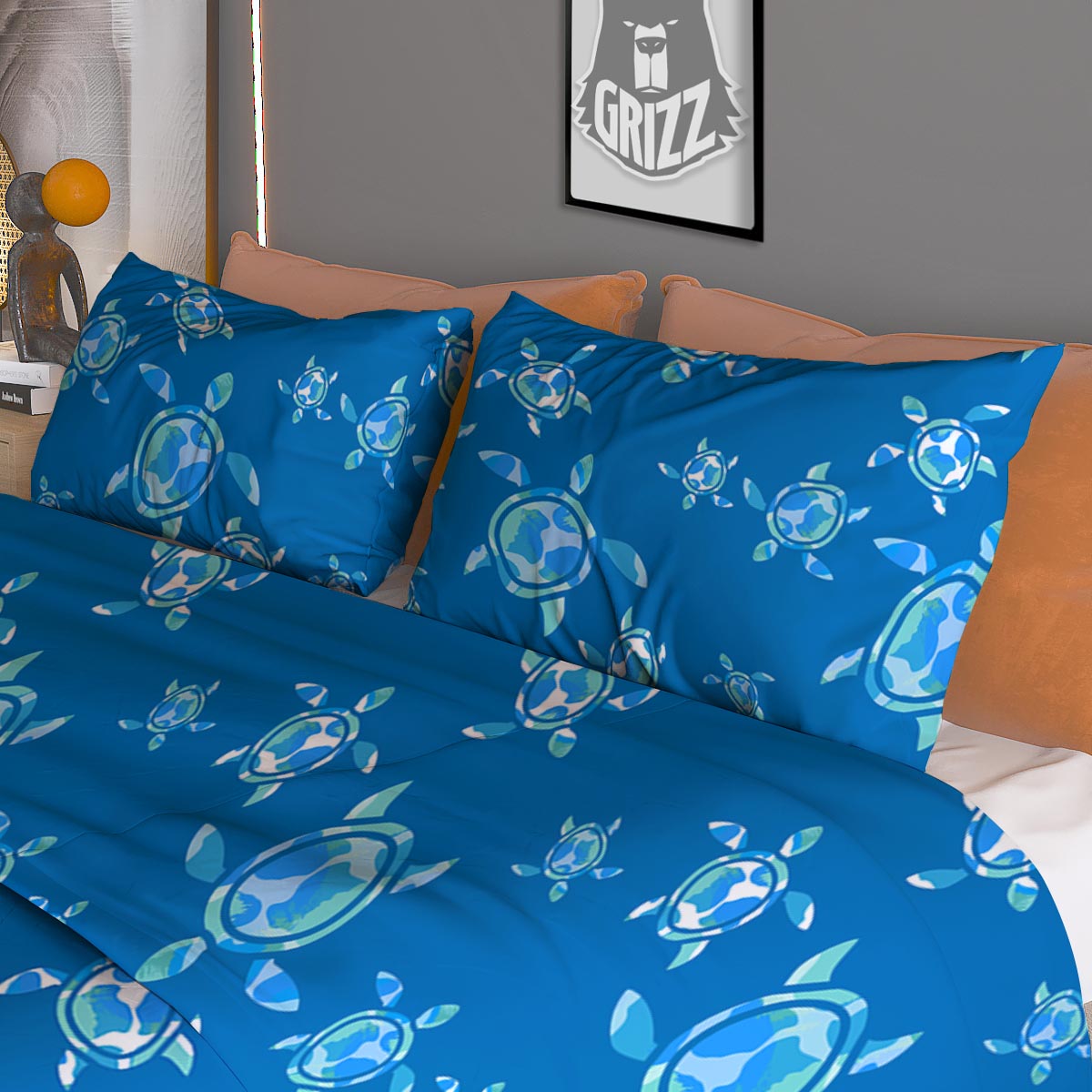 Underwater Sea Turtle Print Pattern Duvet Cover Bedding Set