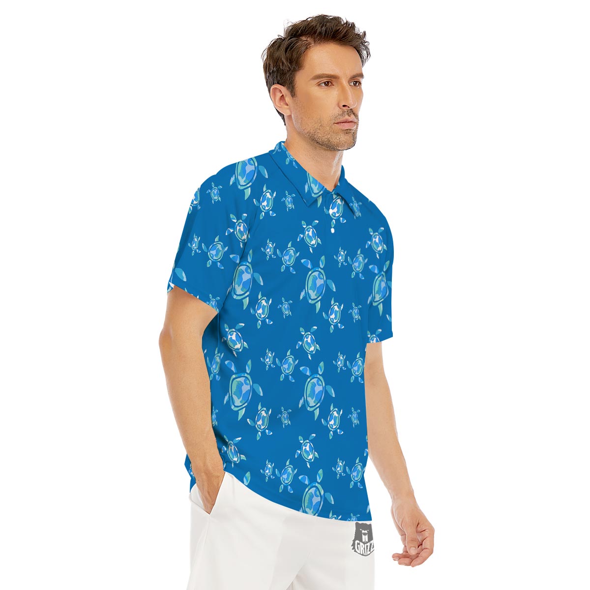 Underwater Sea Turtle Print Pattern Men's Golf Shirts-grizzshop