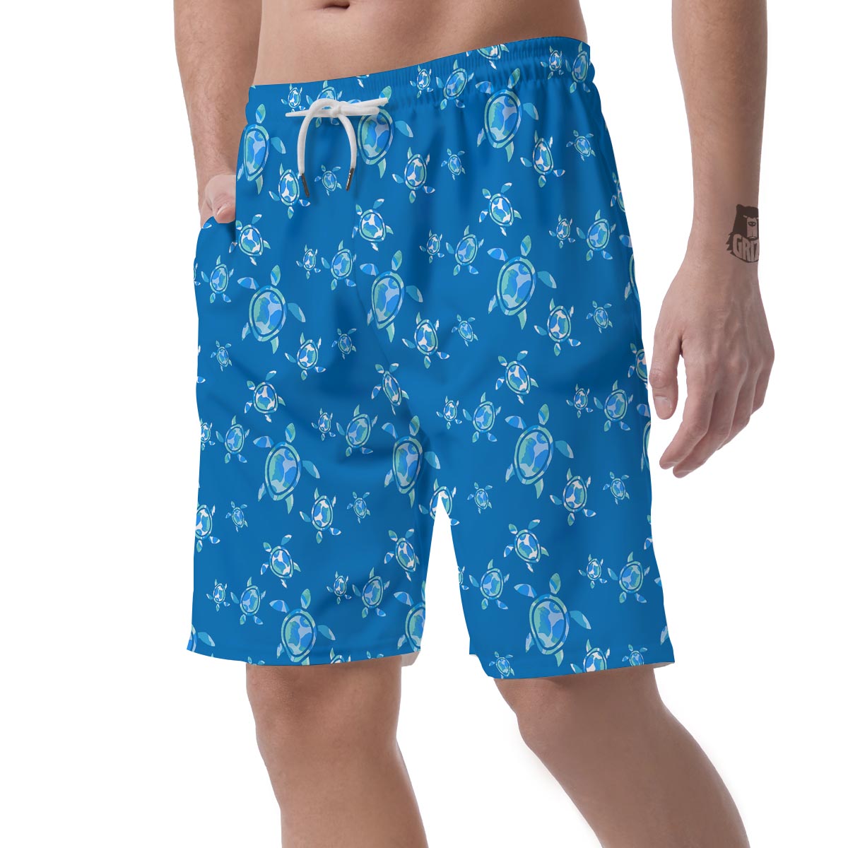 Underwater Sea Turtle Print Pattern Men's Shorts-grizzshop