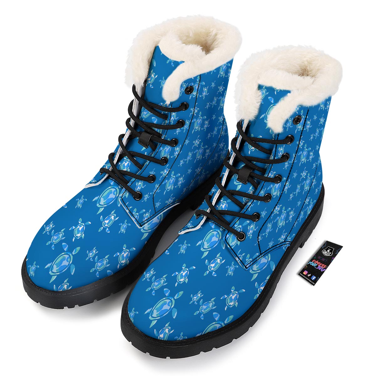 Underwater Sea Turtle Print Pattern Winter Boots-grizzshop