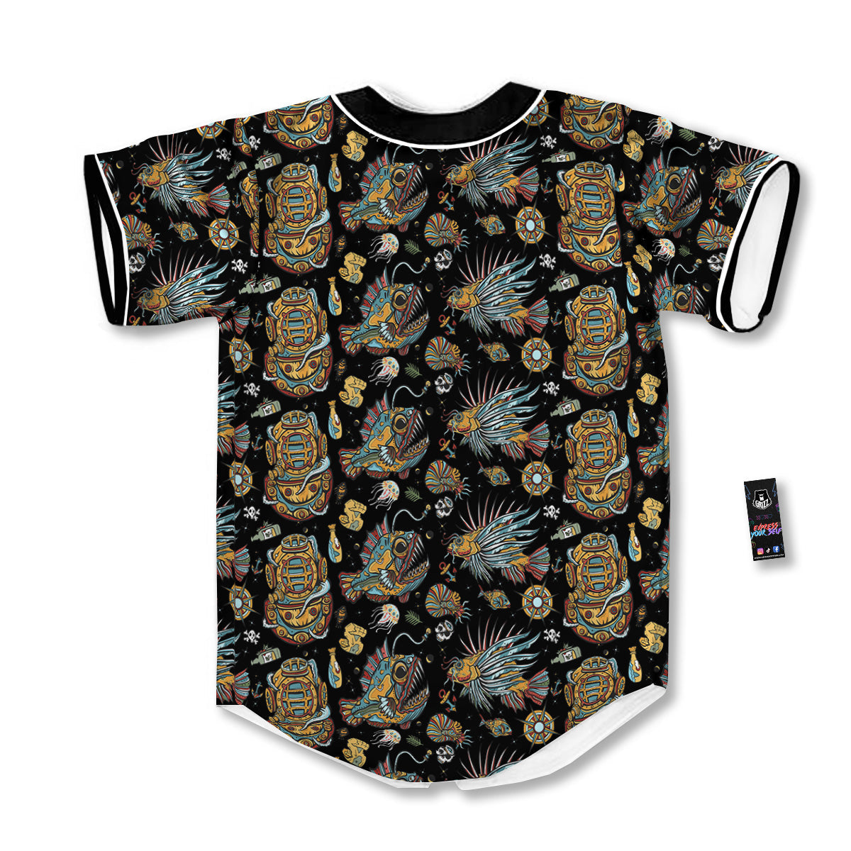 Underwater World Colorful Print Pattern Baseball Jersey-grizzshop