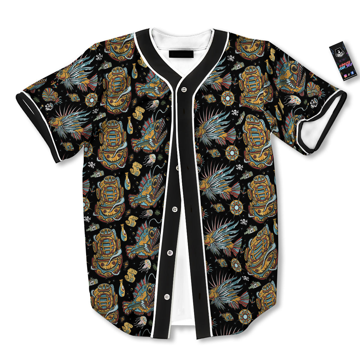 Underwater World Colorful Print Pattern Baseball Jersey-grizzshop