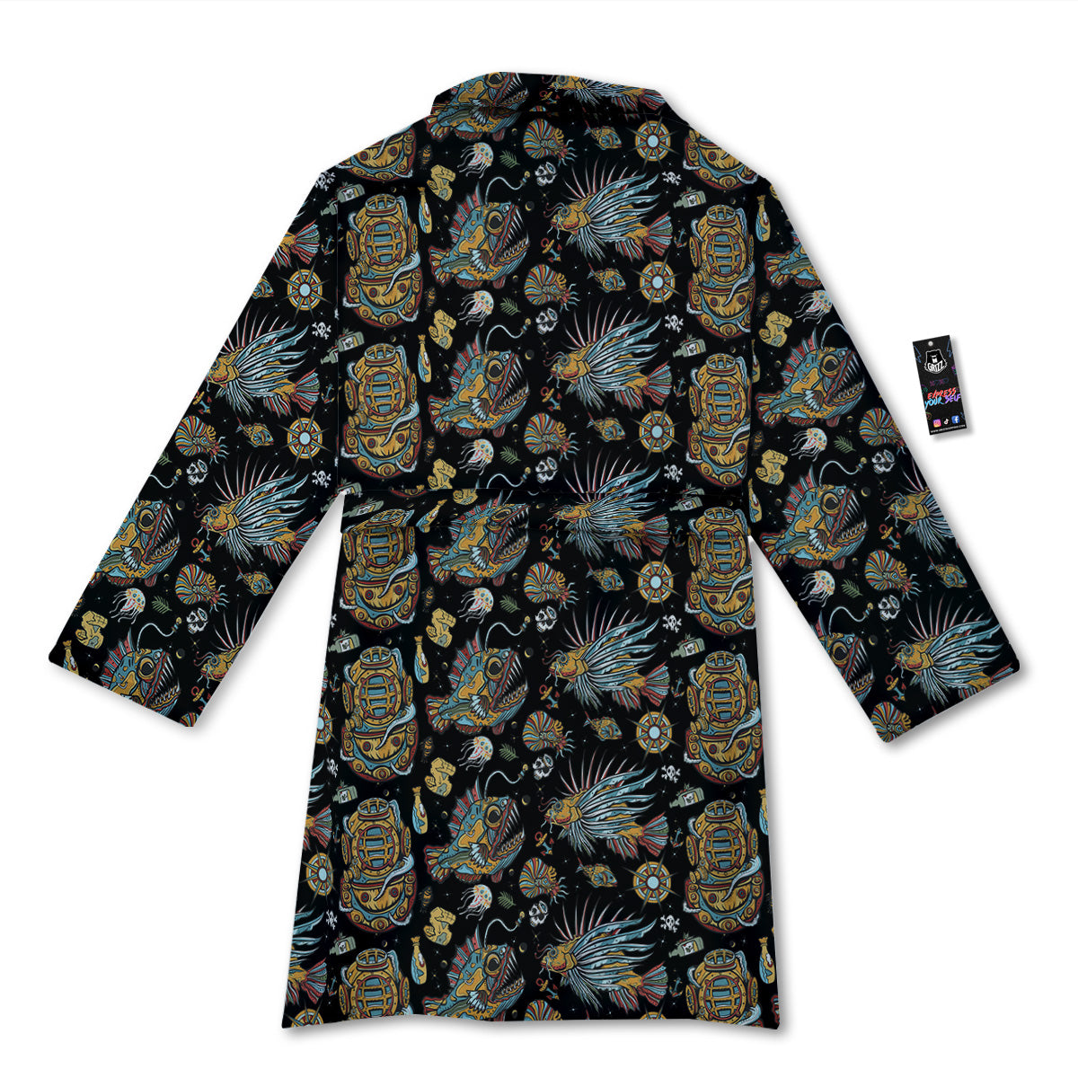 Underwater World Colorful Print Pattern Bathrobe-grizzshop