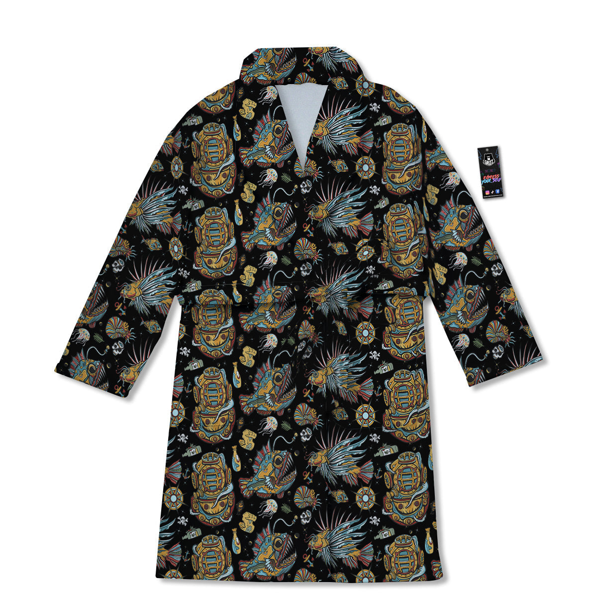 Underwater World Colorful Print Pattern Bathrobe-grizzshop