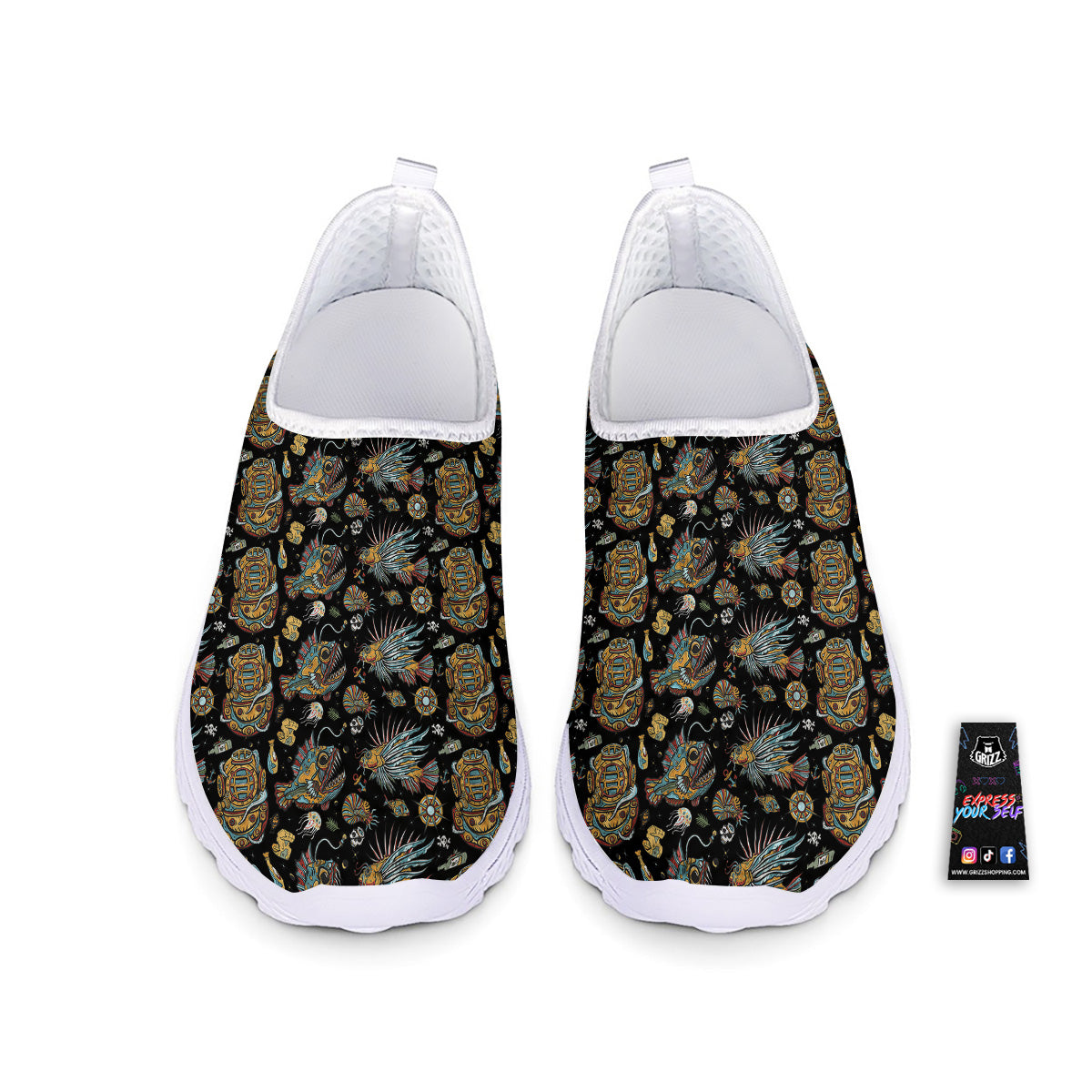 Underwater World Colorful Print Pattern Nurse Shoes-grizzshop