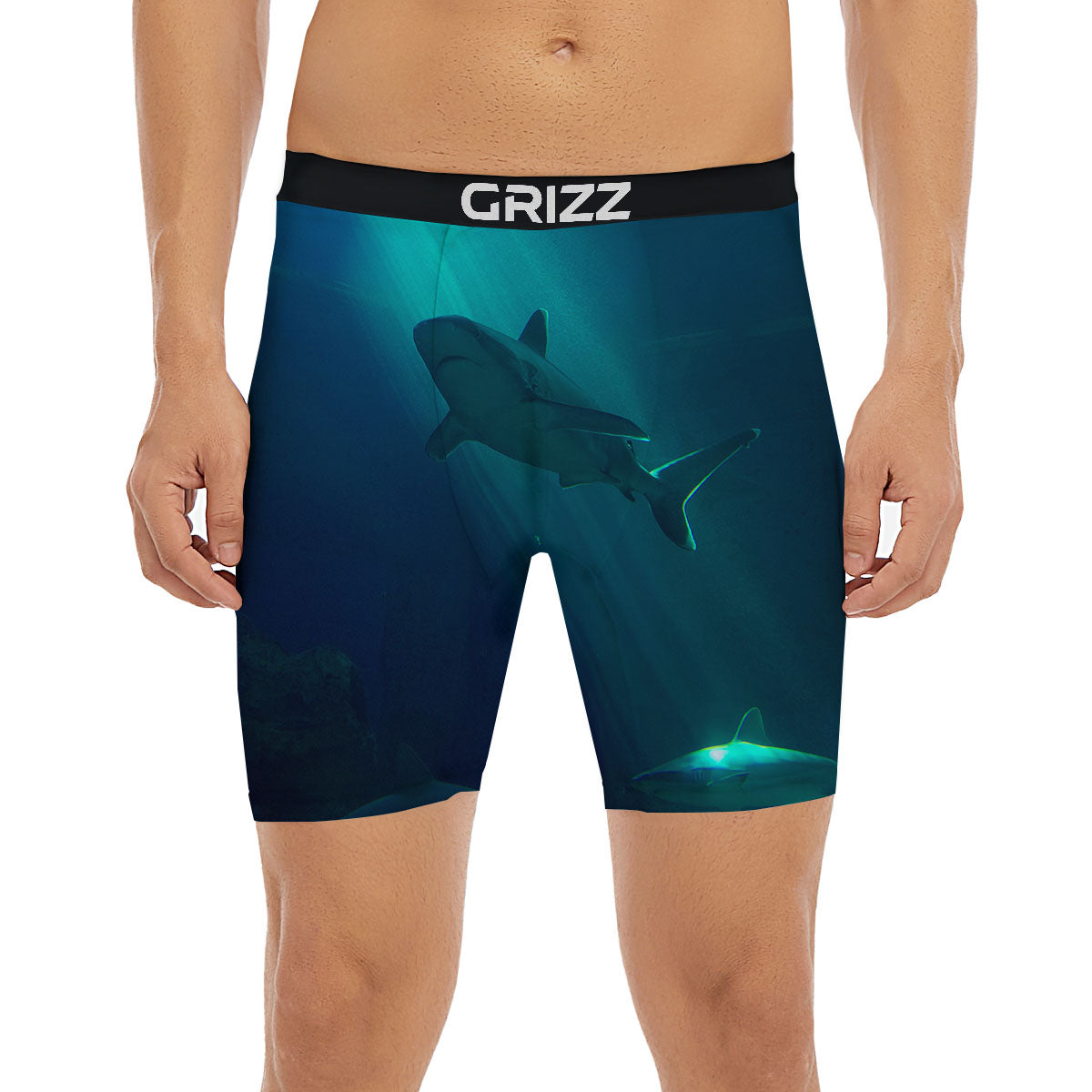 Underwear Shark Print Boxer Briefs-grizzshop