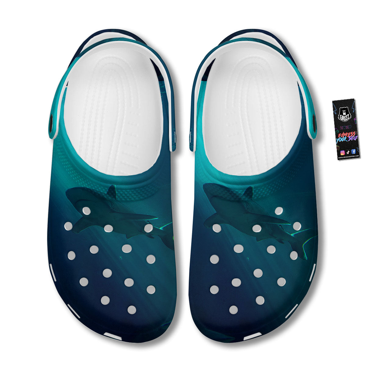 Underwear Shark Print Clog-grizzshop