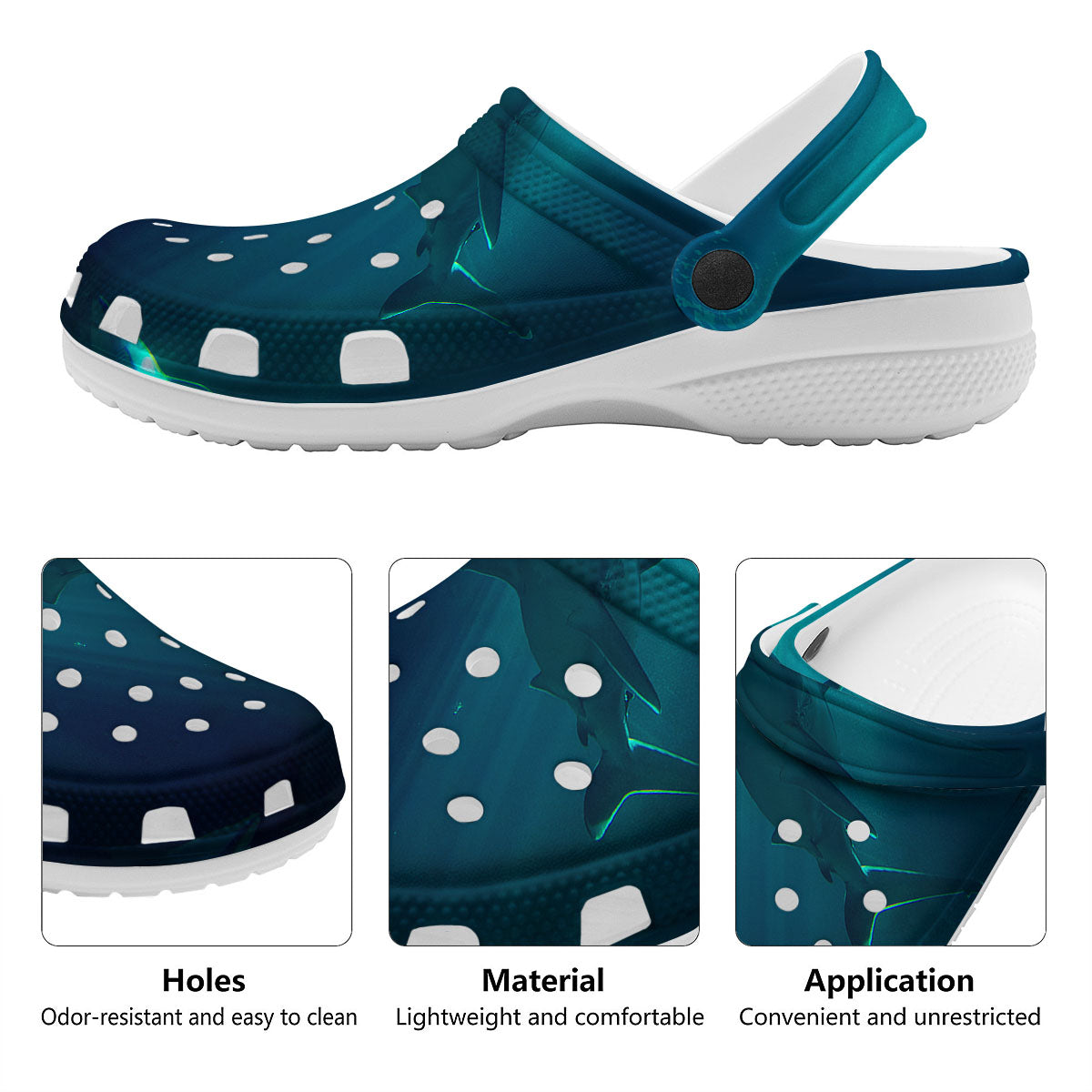 Underwear Shark Print Clog-grizzshop