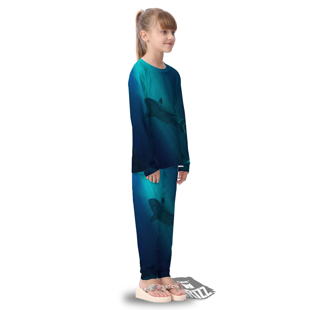 Underwear Shark Print Kid's Pajamas-grizzshop