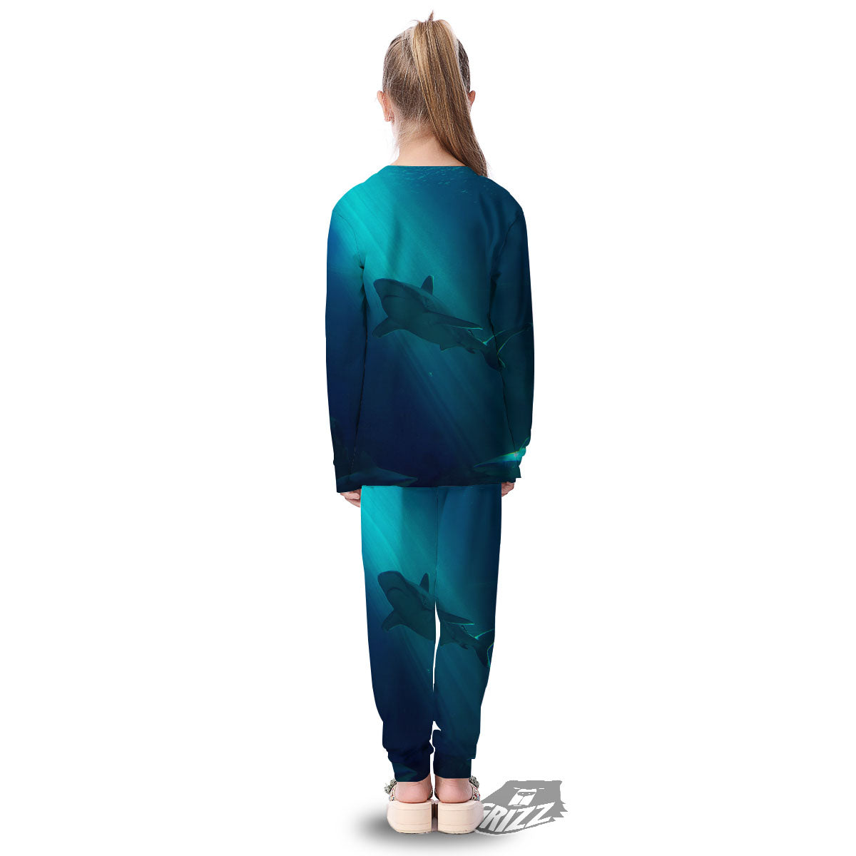 Underwear Shark Print Kid's Pajamas-grizzshop