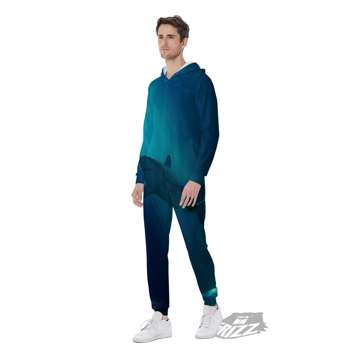 Underwear Shark Print Men's Jumpsuit-grizzshop