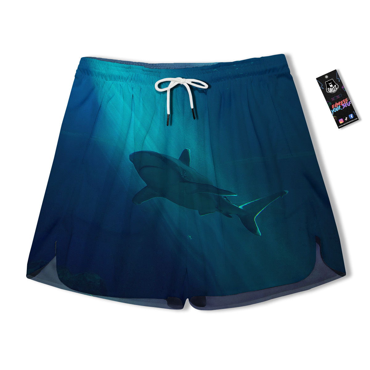 Underwear Shark Print Men's Running Shorts-grizzshop