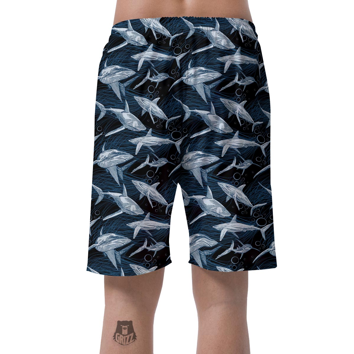 Underwear Shark Print Pattern Men's Shorts-grizzshop
