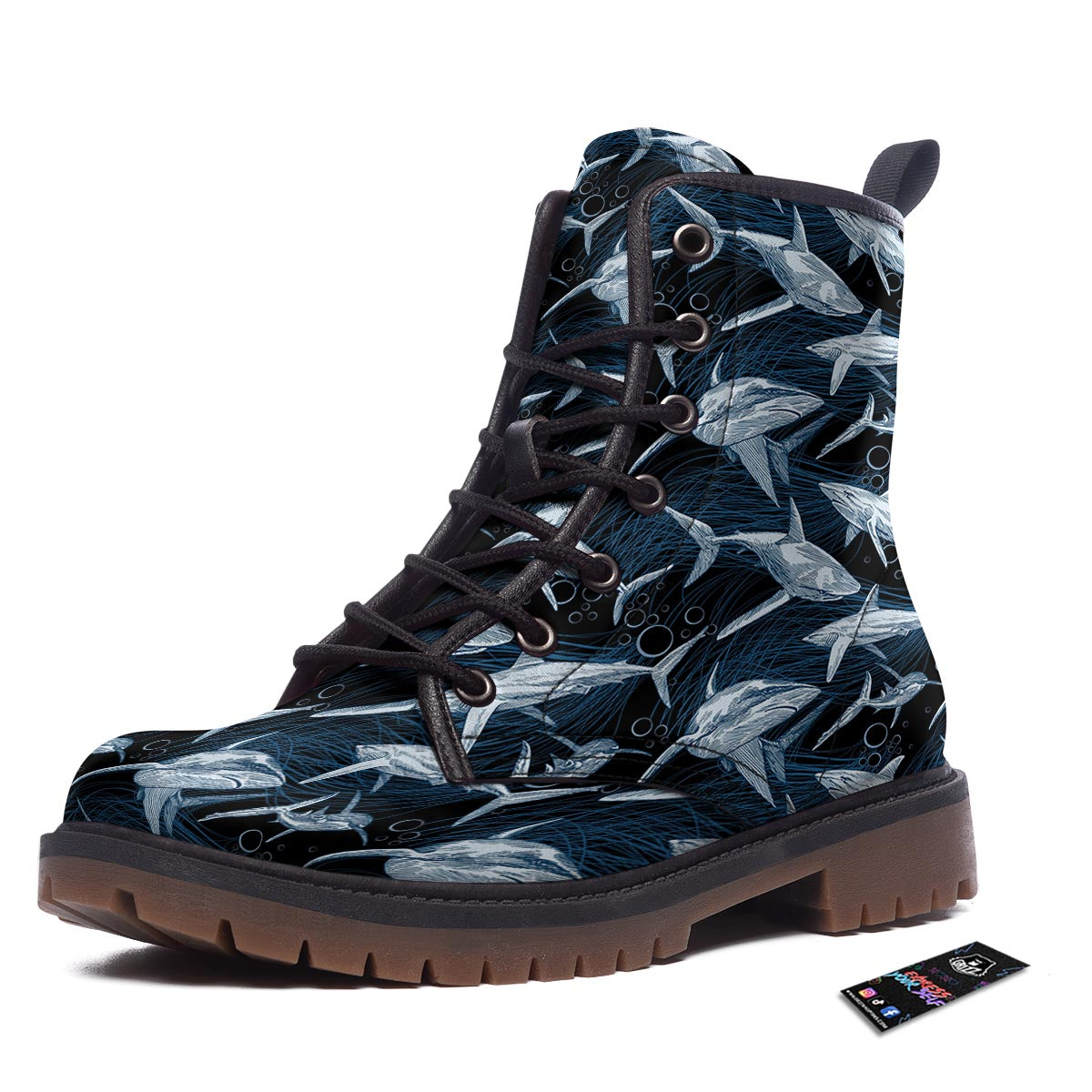 Underwear Shark Print Pattern Work Boots-grizzshop