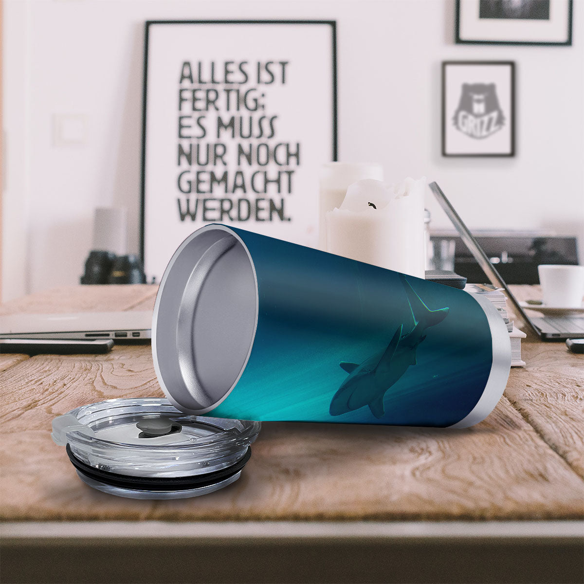 Underwear Shark Print Tumbler-grizzshop
