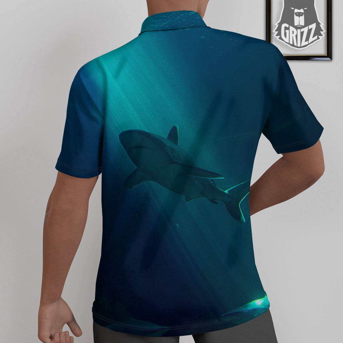 Underwear Shark Print Untucked Shirts-grizzshop