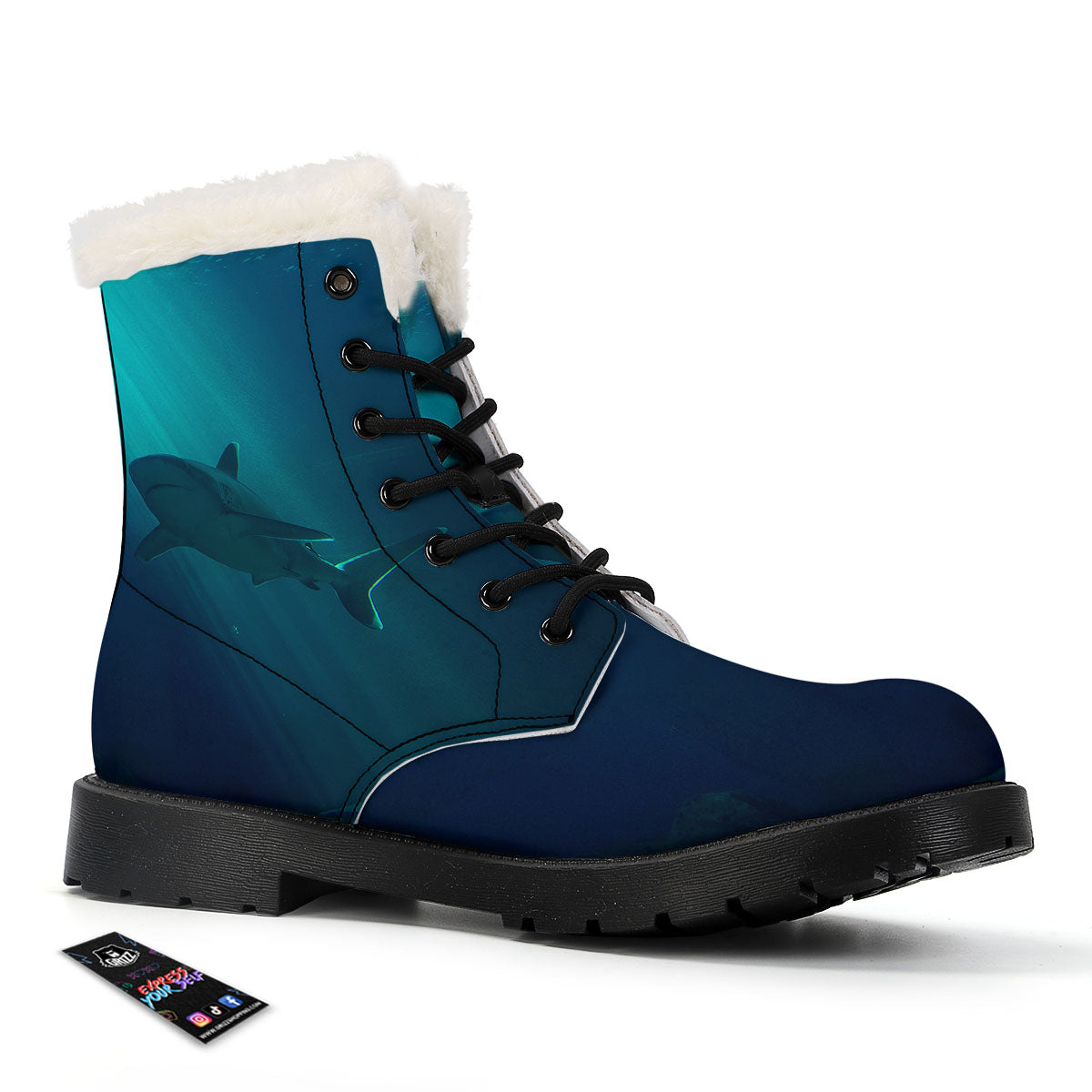Underwear Shark Print Winter Boots-grizzshop