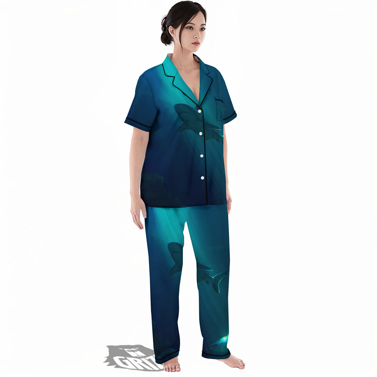 Underwear Shark Print Women's Pajamas Set-grizzshop