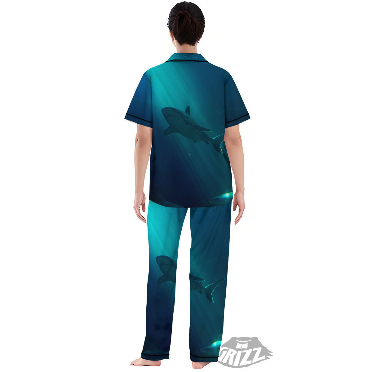 Underwear Shark Print Women's Pajamas Set-grizzshop