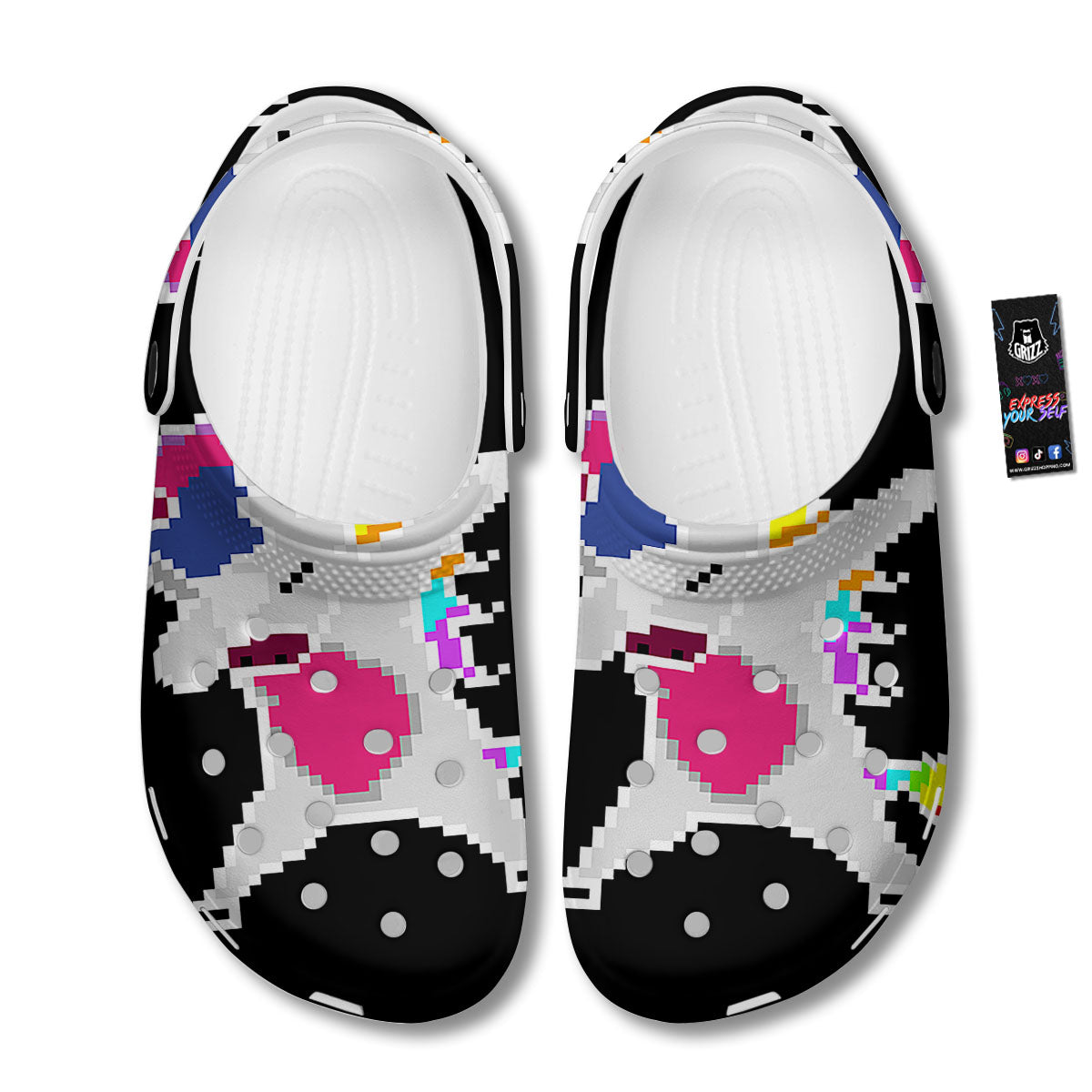 Unicorn 8-Bit Pixel Print Clog-grizzshop