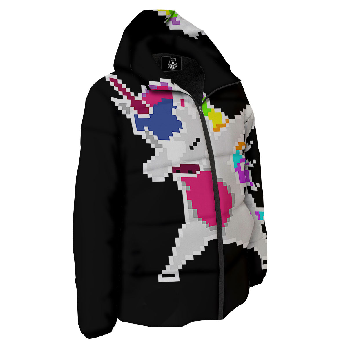 Unicorn 8-Bit Pixel Print Down Jacket-grizzshop