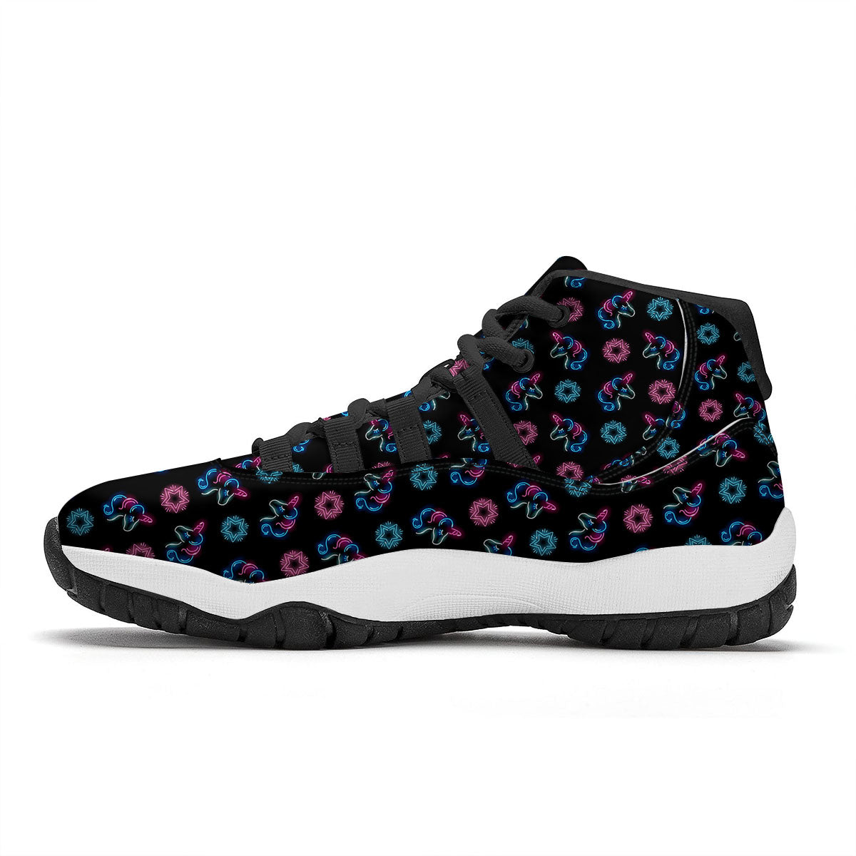 Unicorn Black Girly Print Pattern Black Bball Shoes-grizzshop