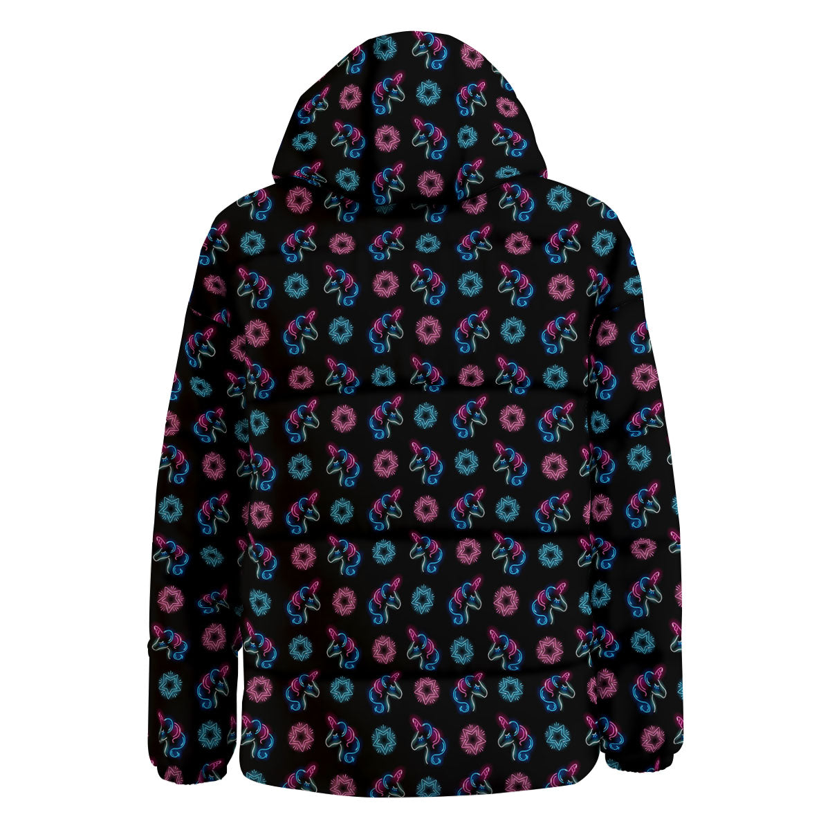 Unicorn Black Girly Print Pattern Down Jacket-grizzshop