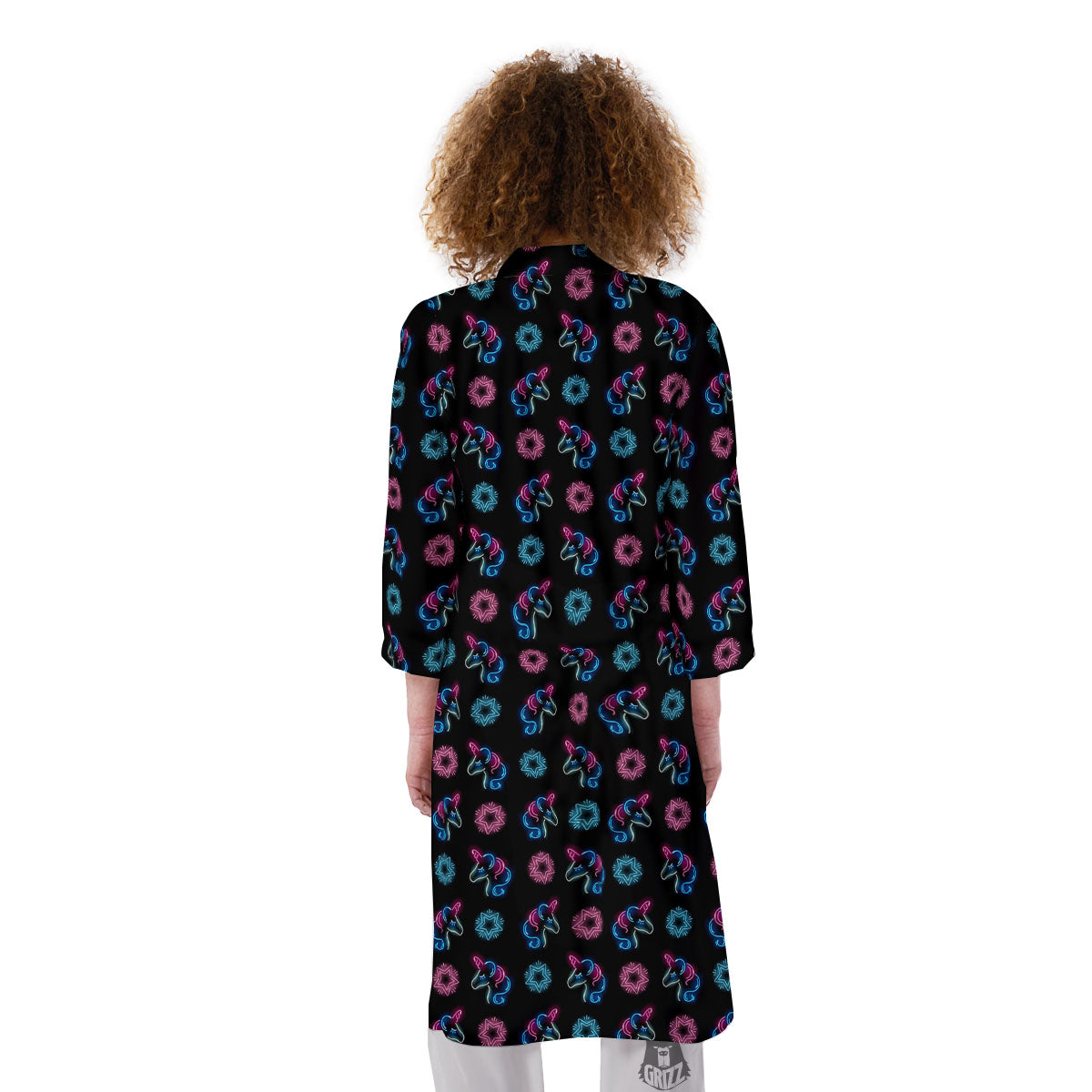 Unicorn Black Girly Print Pattern Kimono-grizzshop