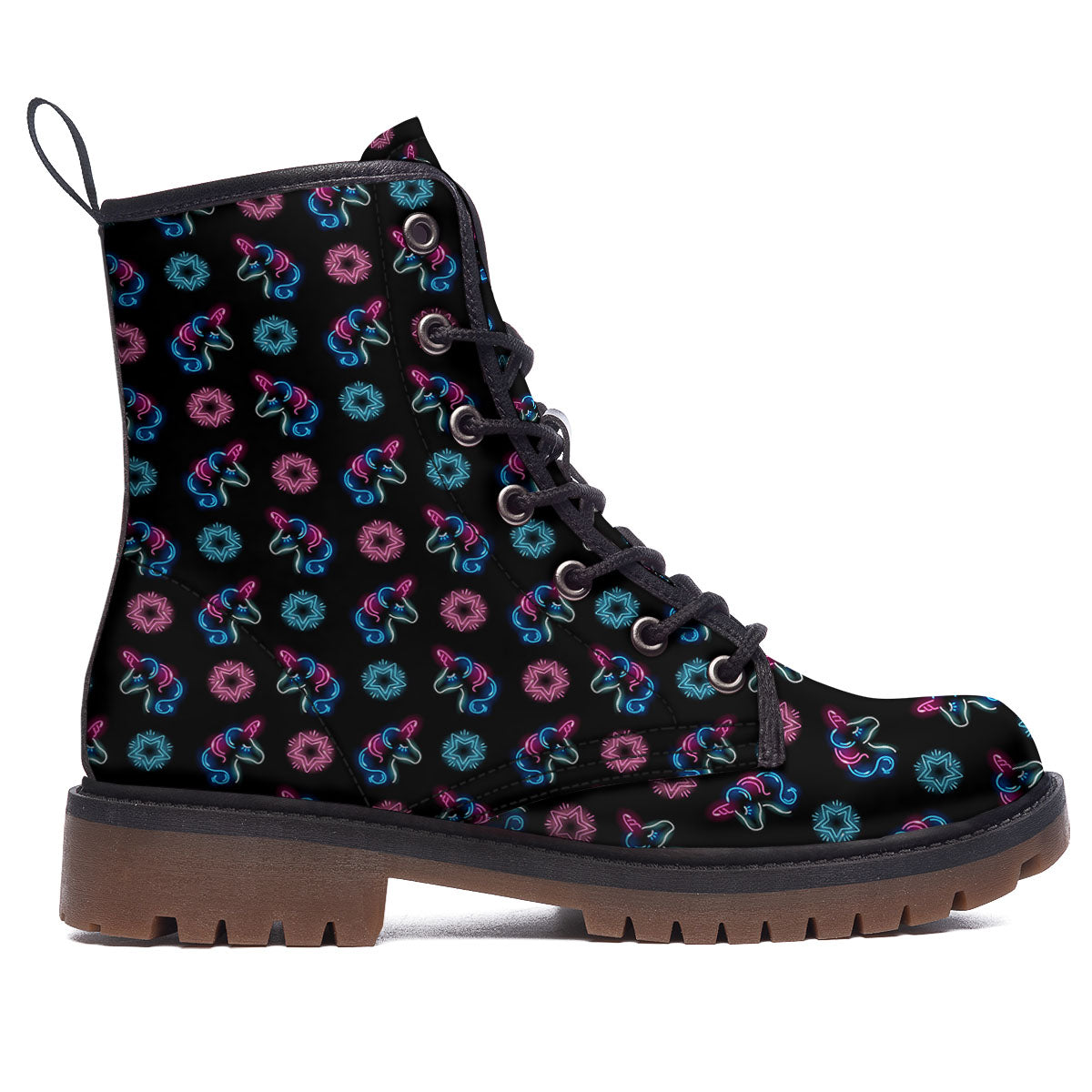 Unicorn Black Girly Print Pattern Work Boots-grizzshop