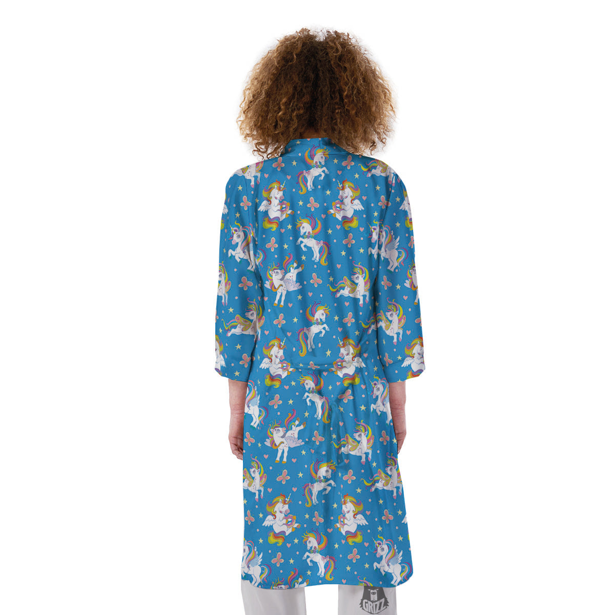 Unicorn Blue Rainbow Print Pattern Kimono-grizzshop