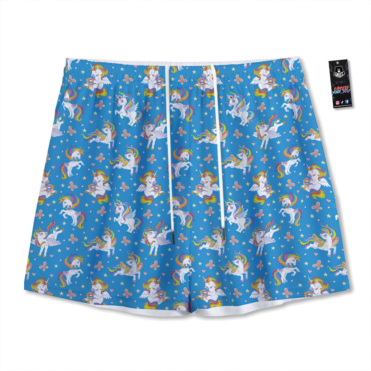Tropical Embroidery Print Pattern Mesh Shorts