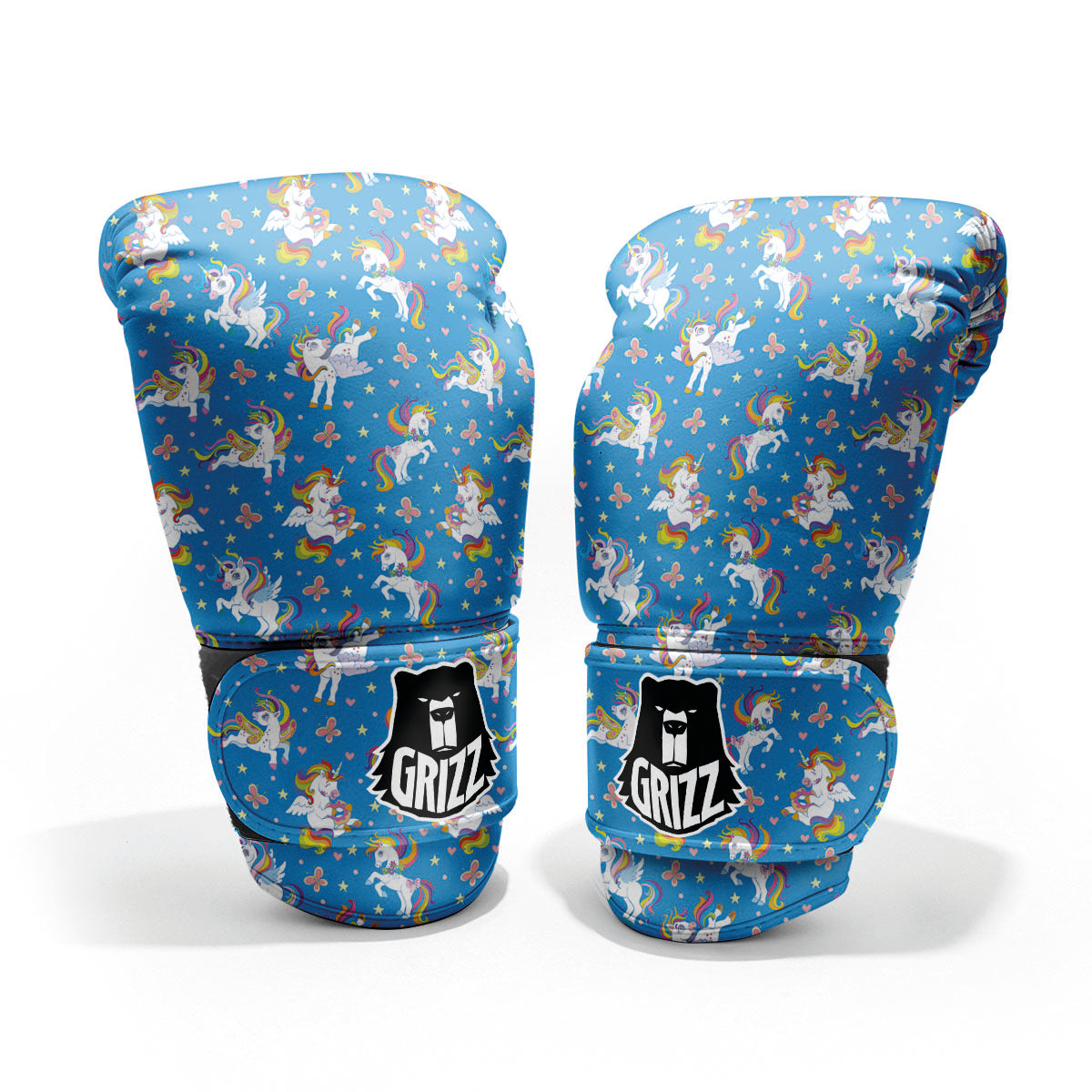 Unicorn Blue Rainbow Print Pattern Pro Boxing Glove